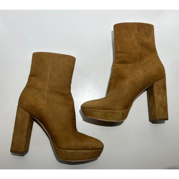 MICHAEL KORS Brown Leather Platform Ankle Bootie Fashion Boots Womens 9M - Picture 6 of 10